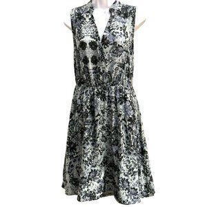 Rebecca Taylor Women's Blue Floral Printed Sleeveless 100% Silk Dress Size 4